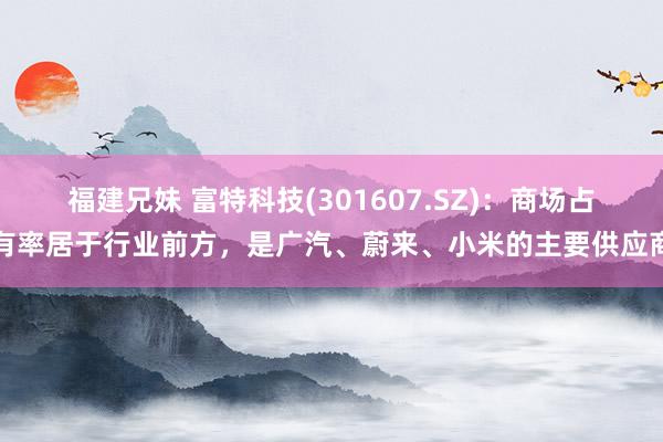 福建兄妹 富特科技(301607.SZ)：商场占有率居于行业前方，是广汽、蔚来、小米的主要供应商