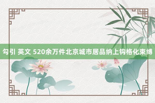 勾引 英文 520余万件北京城市居品纳上钩格化束缚