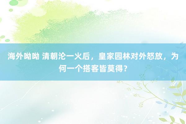 海外呦呦 清朝沦一火后，皇家园林对外怒放，为何一个搭客皆莫得？