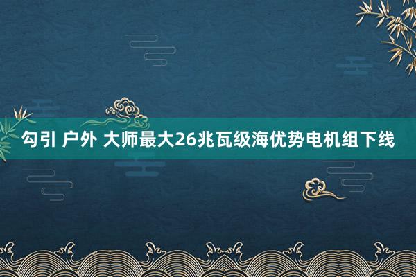 勾引 户外 大师最大26兆瓦级海优势电机组下线