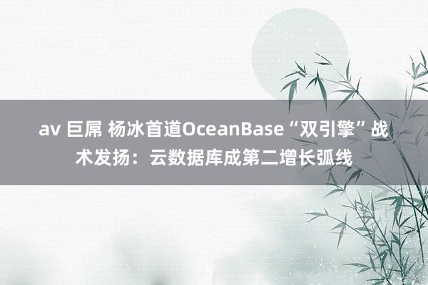 av 巨屌 杨冰首道OceanBase“双引擎”战术发扬：云数据库成第二增长弧线