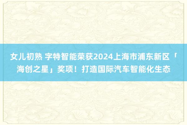 女儿初熟 字特智能荣获2024上海市浦东新区「海创之星」奖项！打造国际汽车智能化生态